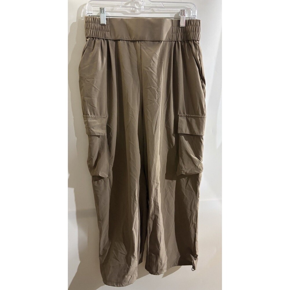 Joy Lab Women’s Brown Solid Cargo Pants Cargo Pockets Elastic Waist, M